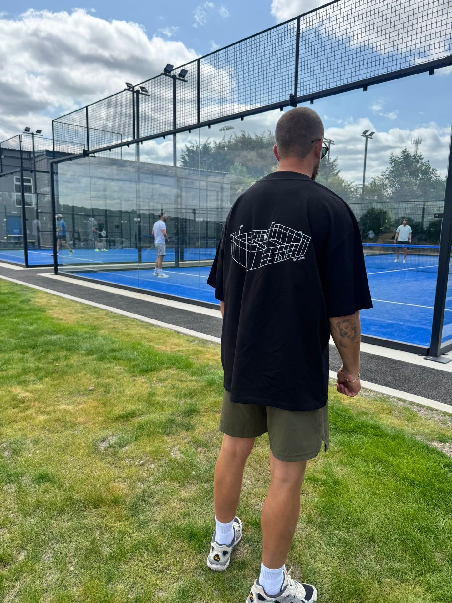 The PDL Unisex Oversized Tee with court image