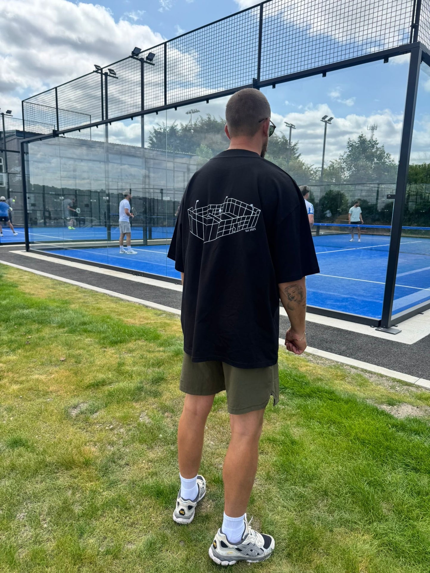 The PDL Unisex Oversized Tee with court image
