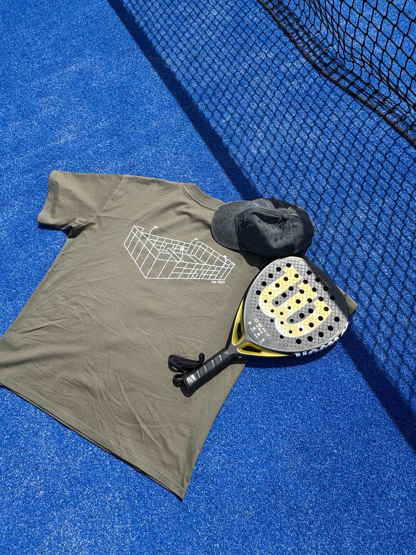 The PDL Unisex Oversized Tee with court image