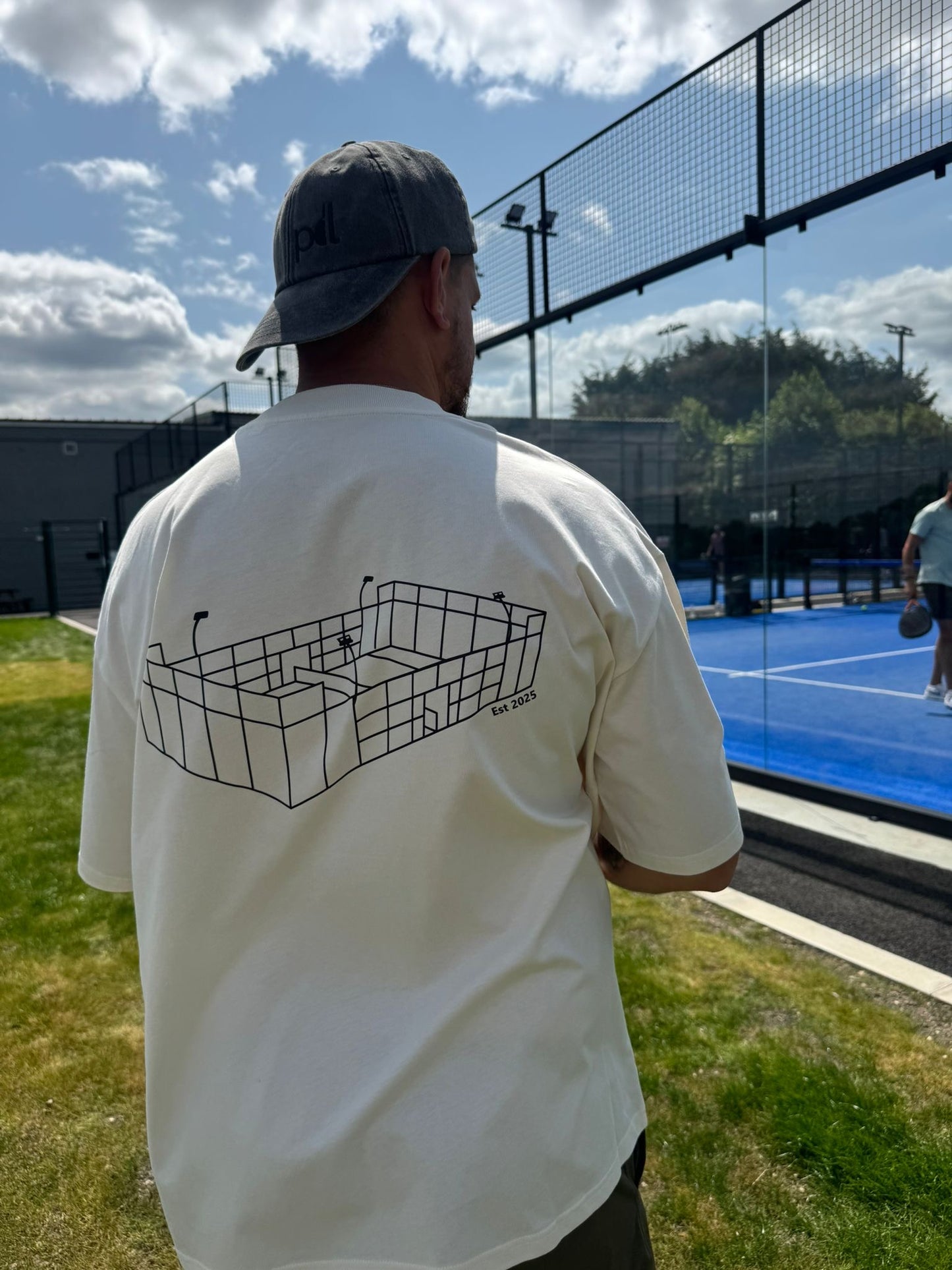 The PDL Unisex Oversized Tee with court image