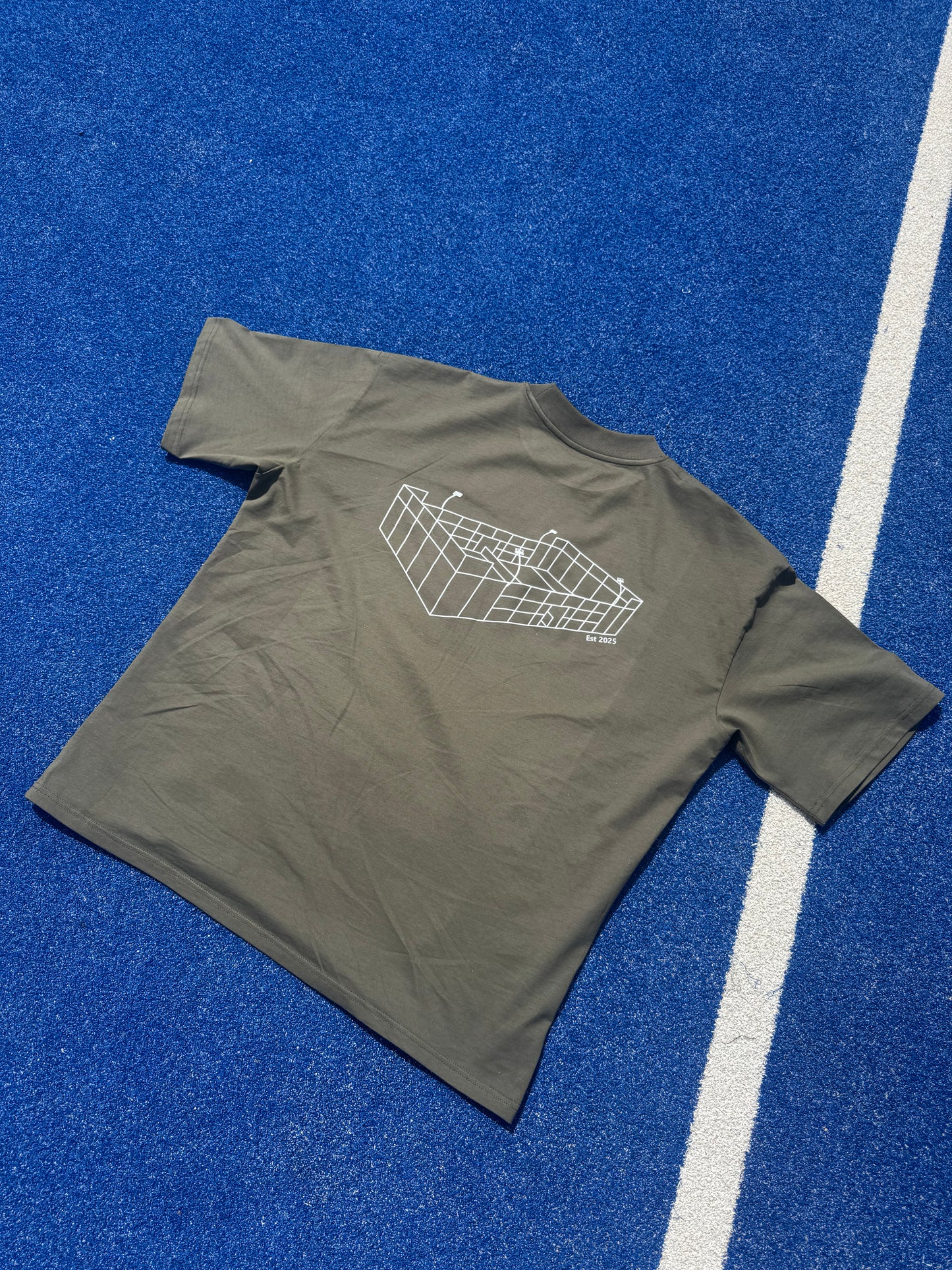 The PDL Unisex Oversized Tee with court image